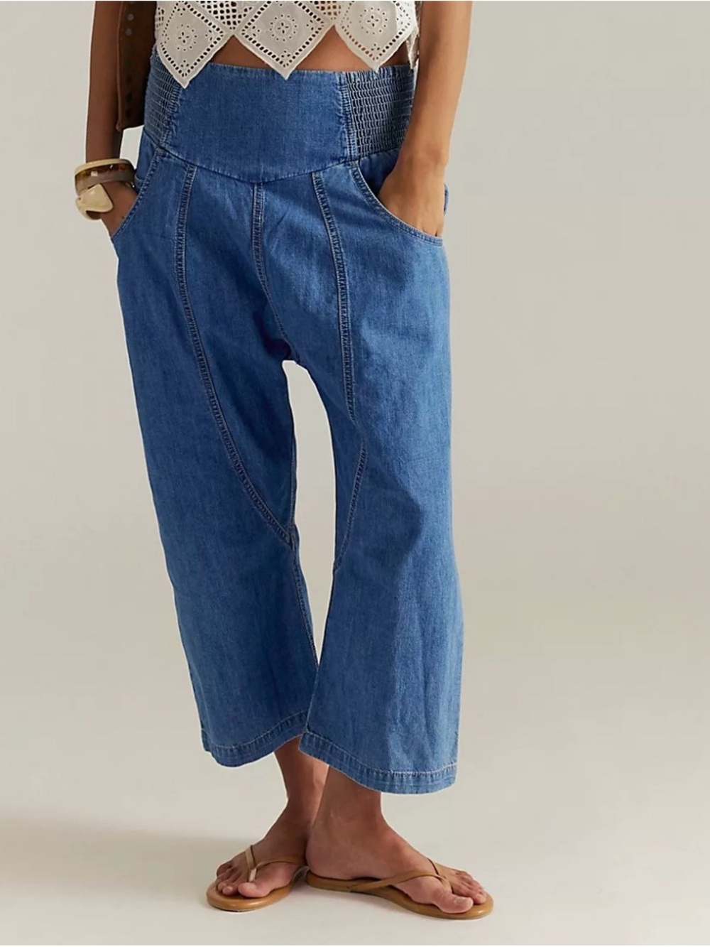 We The Free Lunan Crop Harem Jeans in Denim (Dragonfly), Size XS